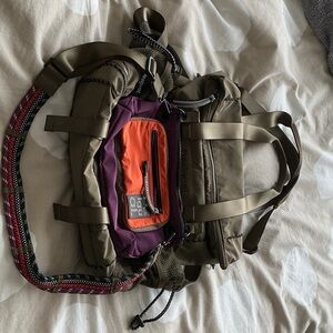 Desigual Olive Green Backpack with Purple and Orange Accents